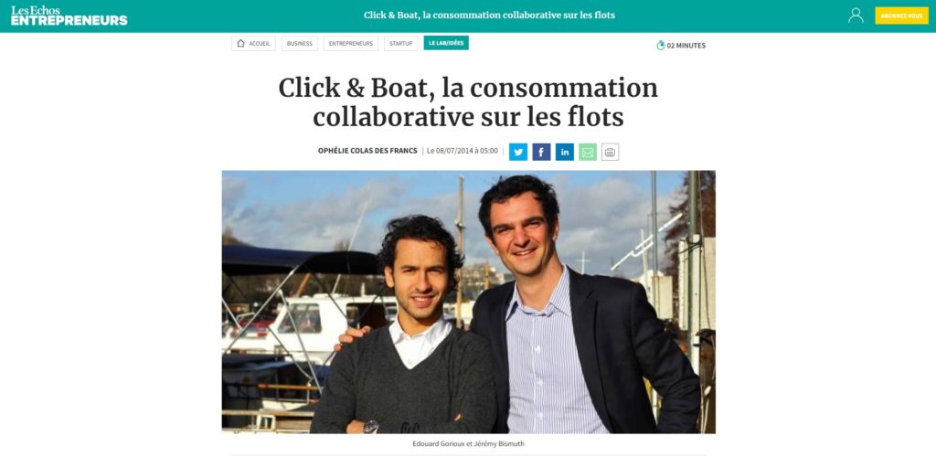 2014 click and boat sur les echos entrepreneurs