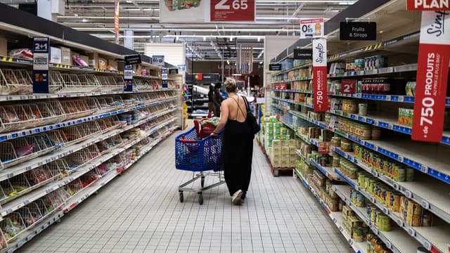 Femme de dos dans un rayon de supermarché