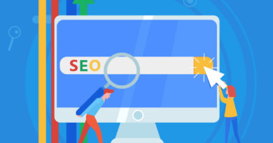 Illustration d’un ordinateur portable avec une barre de recherche SEO