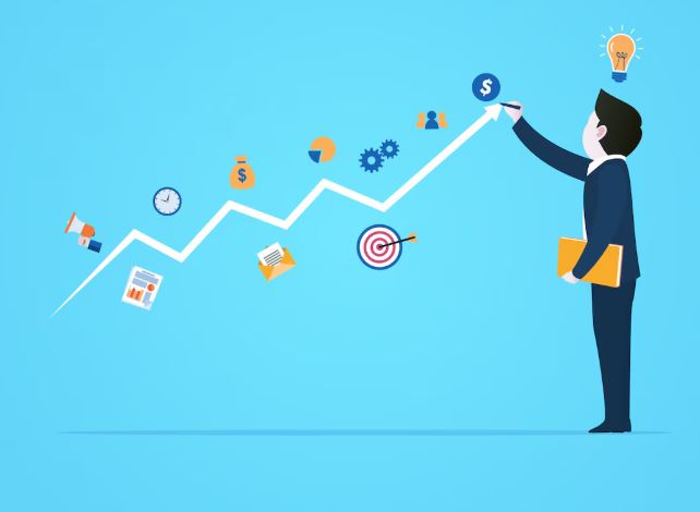 homme d'affaires traçant une flèche de croissance ascendante